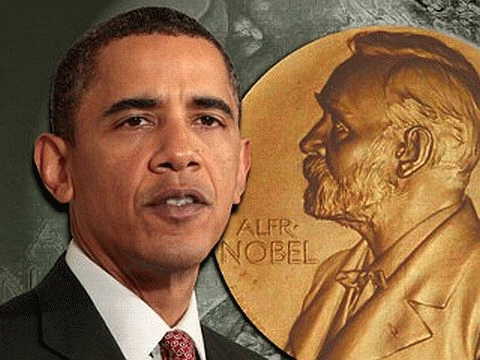 Barack Obama was presented with the Nobel Peace Prize on October 9, 2009, From ImagesAttr