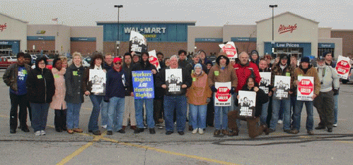 AFL-CIO and St. Josephâ€™s Valley Project Jobs with Justice members at W. Ireland Road Walmart in South Bend, IN, From ImagesAttr