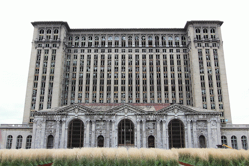 Michigan Central Station in Detroit has become of the city's supposed disrepair., From ImagesAttr