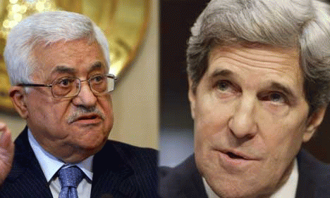 Palestinian President Mahmud Abbas (left) & US Secretary of State John Kerry , From ImagesAttr