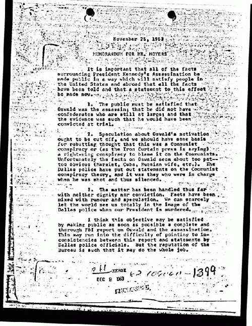 Katzenbach Memo to Bill Moyers, November 25, 1963 Katzenbach Memo to Bill Moyers, November 25, 1963