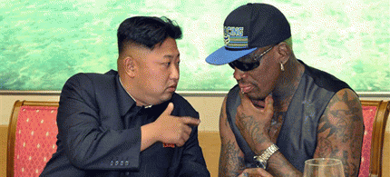 North Korean leader Kim Jong Un meets with former NBA star Dennis Rodman in Pyongyang, North Korea.