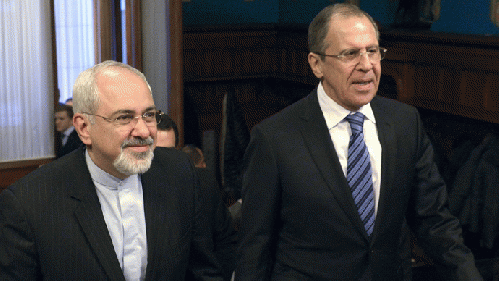 Russian Foreign Minister Sergey Lavrov, right, and Iranian Foreign Minister Mohammad Javad Zarif, From ImagesAttr