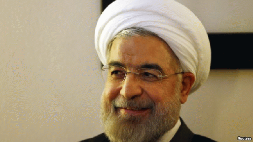 Iranian President Hassan Rouhani listens to WEF founder Klaus Schwab (not pictured) during a meeting at the annual meeting of the World Economic Forum (WEF) 2014 in Davos, Switzerland, Jan. 22, 2014., From ImagesAttr