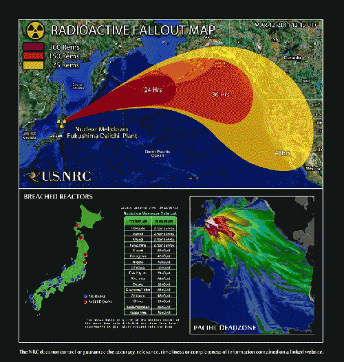 Japan Fukushima Fallout Map, From ImagesAttr