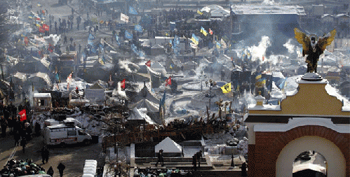 Opposition leaders, whose power base is among protesters massing in the square whose name evokes the independence Ukraine gained in 1991, continued to press for concessions including early elections and the repeal of an anti-protest law., From ImagesAttr