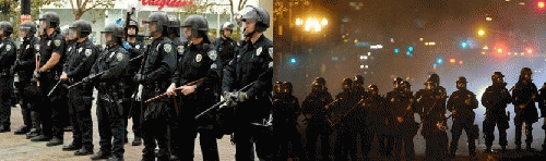 Dallas and Oakland Police confront peaceful protest (, From ImagesAttr