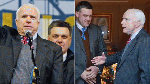 John McCain with leader of the Neo-Nazi Svoboda Party Oleh Tyahnybok. McCain on a “Business Trip†to Kiev John McCain with leader of the Neo-Nazi Svoboda Party Oleh Tyahnybok. McCain on a “Business Trip†to Kiev