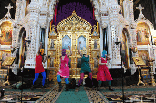 Five members of Pussy Riot performed at the Christ the Savior Cathedral in Moscow in 2012., From ImagesAttr