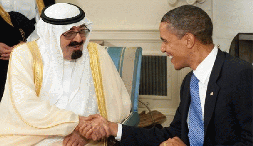 Saudi King Abdullah Ben Abdel-Aziz and US President Barak Obama, From ImagesAttr