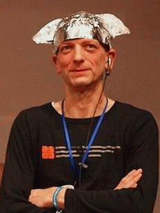 Man with Aluminium-Hat (Tin Foil Hat)