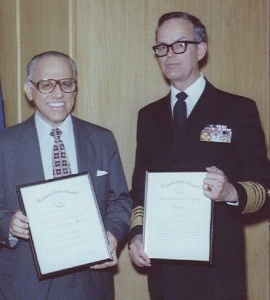 Retired CIA officer George Joannides (left) received the Career Intelligence Medal in 1981, two years after misleading House investigators about what he knew about Lee Oswald. (Photo credit: CIA), From ImagesAttr