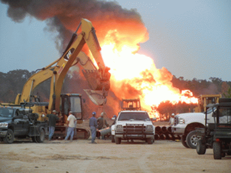 Gas well explosion and fire