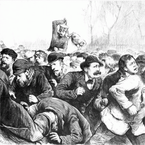 NYPD circa 1884 attacking workers in Tompkins Square (, From ImagesAttr