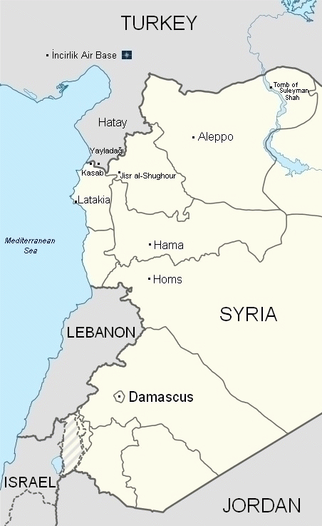 map of Turkey's border with Syria, From ImagesAttr