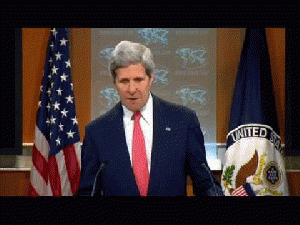 U.S. Secretary of State John Kerry deliver remarks on Ukraine at the U.S. Department of State in Washington, DC on April 24, 2014., From ImagesAttr