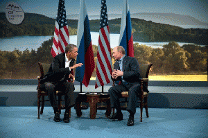 Barack Obama and Vladmir Putin at G8 summit 2013
