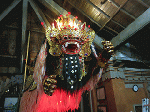 Ogah-Ogah demon in Ubud Palace, in Bali