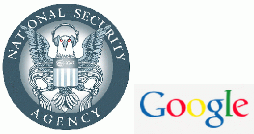 mashup of EFF foundation's version of NSA logo combined with Google Logo, From ImagesAttr