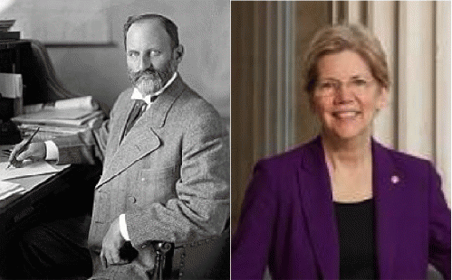 Sen. Joseph Ransdell (1914) and Sen. Elizabeth Warren (2014), From ImagesAttr