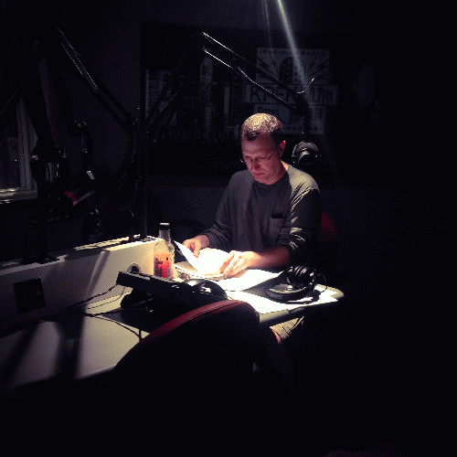 Brad recently prepping for his weekly Bradcast at KPFK/Pacifica Radio in LA