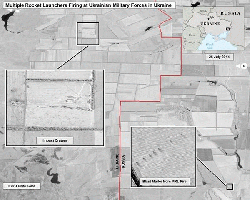 Multiple rocket launchers firing at Ukraine military forces in Ukraine