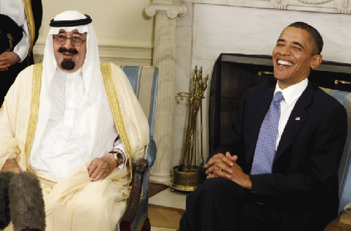 Barack Obama faces a challenge when he meets with Saudi King Abdullah in Riyadh