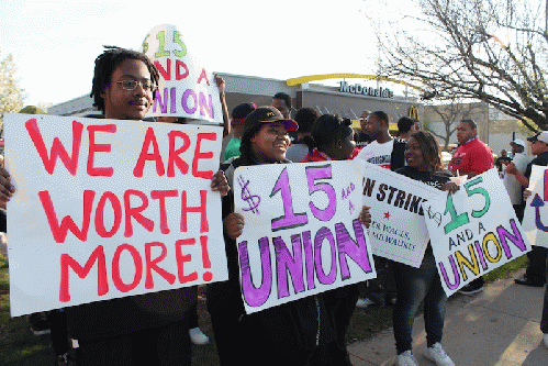 Workers demand economic justice for a living wage., From ImagesAttr