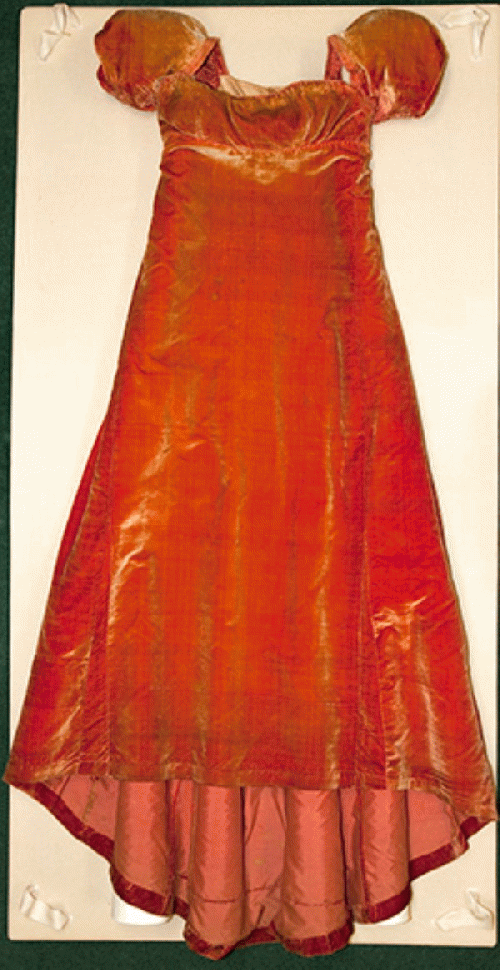 Dolley Madison's red velvet dress