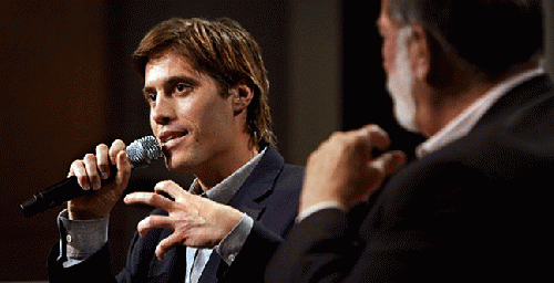 James Foley at Medill School of Journalism in June 2011, with Timothy McNulty