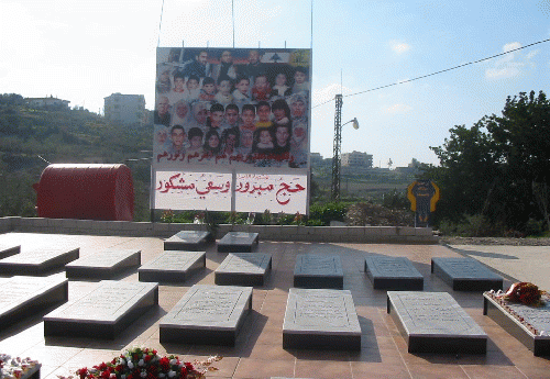 Memorial to Israel's bombing on a home and killed people who'd  sheltered for 18 days in the basement.