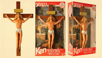 Marianela Perelli and Pool Paolini recreated Ken Doll to resemble Jesus Christ on the cross., From ImagesAttr