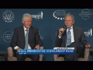 Clinton and Bush launching new scholars program The 42nd and 43rd presidents are speaking at an event Monday at the Newseum to announce the Presidential Leadership Scholars program.