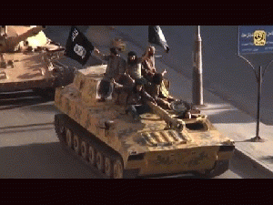 Islamic State militants parade in their Syrian stronghold, From ImagesAttr