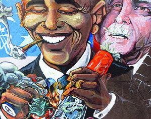 obama getting high : smoke shop mural upper haight street, san francisco (2012)