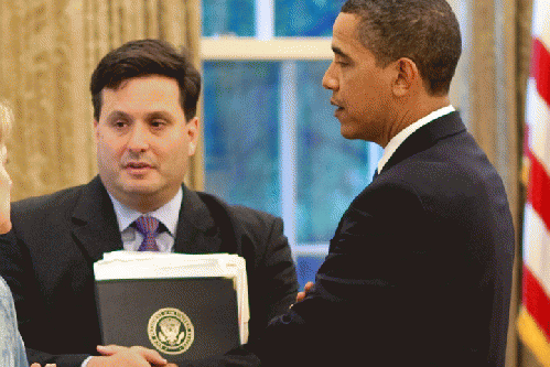 President Obama and Ron Klain in the Oval Office, From ImagesAttr