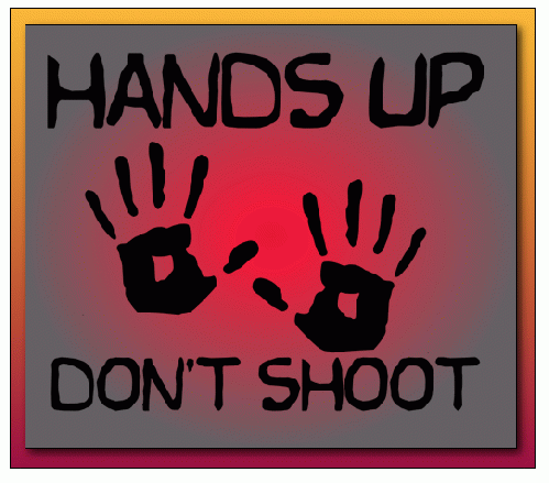 Hands Up Don't Shoot (collage using public domain image by Meryl Ann Butler)