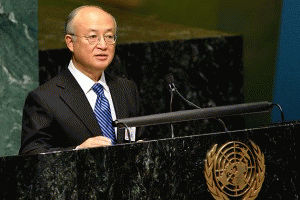 Yukiya Amano, director-general of the International Atomic Energy Agency, speaking to the United Nations, From ImagesAttr