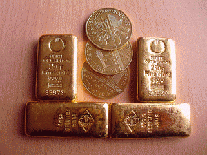 Gold bars, gold bullion and gold coins, From ImagesAttr