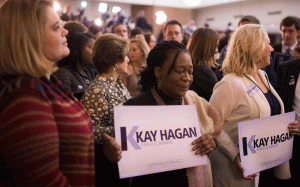 Kay Hagan Election Night Party in Greensboro, North Carolina. The incumbent Democrat narrowly lost to Republican Thom Tillis., From ImagesAttr