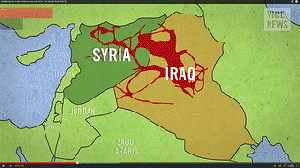 On both sides of the border between Syria and Iraq there are now 35.000 Squaremiles 'Islamic State', From ImagesAttr