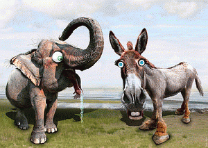 Democratic Donkey & Republican Elephant - Caricatures