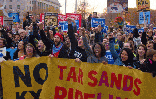 Demonstrators protest against the Keystone XL pipeline in Washington, DC., From ImagesAttr