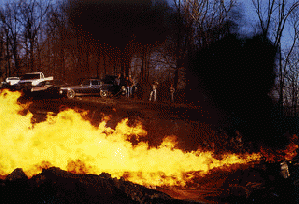 Natural gas flare (November 1997, Grizzel Unit # 1 well, western Perry County, Ohio, USA), From ImagesAttr