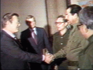 Saddam Husseing and Donald Rumsfeld