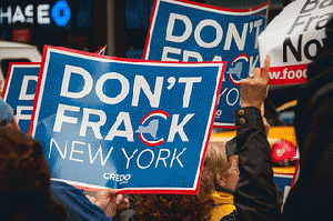 Activists protest fracking outside Gov. Cuomo's office, New York, From ImagesAttr