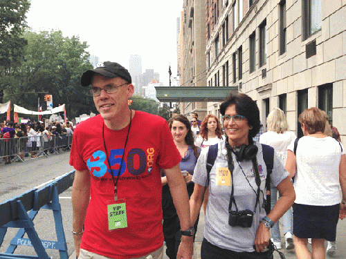 Bill McKibben with his wife Sue just moments before the People's Climate March started, which brought more than 400,000 people to New York City on Sept. 21., From ImagesAttr