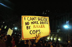 Eric Garner Protest 4th December 2014, Manhattan, NYC Sign: I Can't Breathe. No more death by killer cops, From ImagesAttr