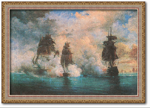 Painting of battleships by Nikolei Pavlovich Krasovsky