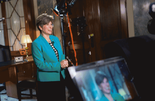 Senator Joni Ernst from Iowa prepares to deliver the Republican Address to the Nation.